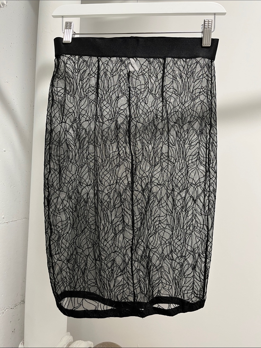 Wolford Black Sheer Lace Pencil Skirt